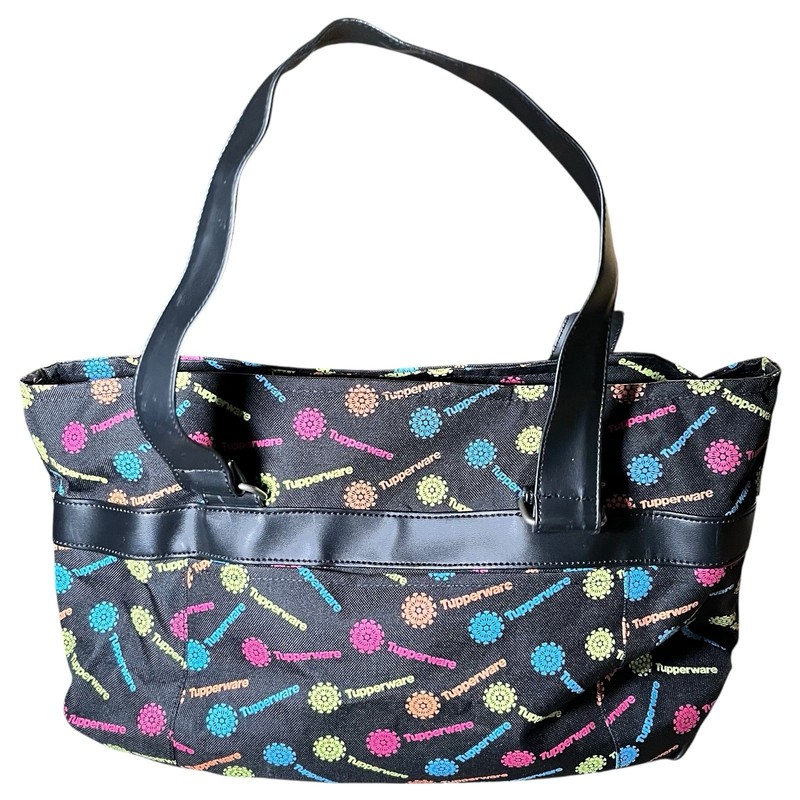 Tupperware Black & Colorful Logos Duffel Travel Bag Tote
