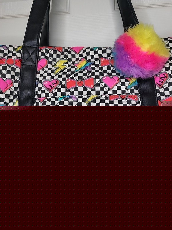 Betsey Johnson Checkerboard Hearts Stars Bows Weekender Carry-On Bag Y2K UNIQUE gallery