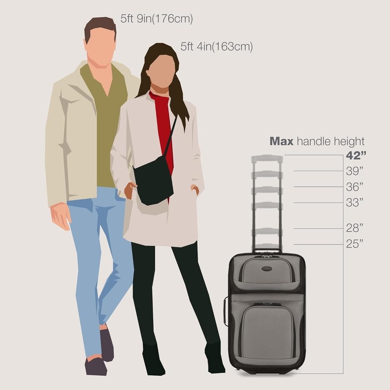 Lightweight Polyester Carry-on Suitcase 2-Wheel Water Resistant Grey gallery