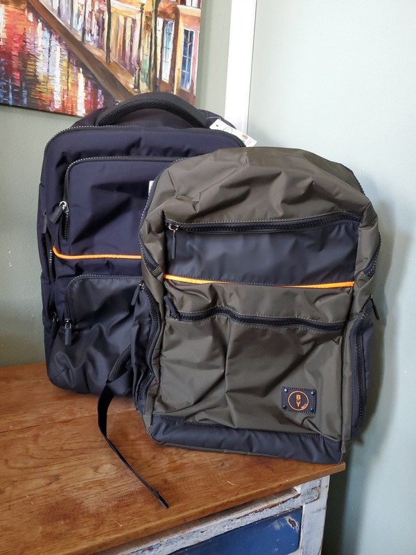Brics BY Nylon 2 Wheel Luggage Carry On Backpack Olive Navy Orange Laptop Bag