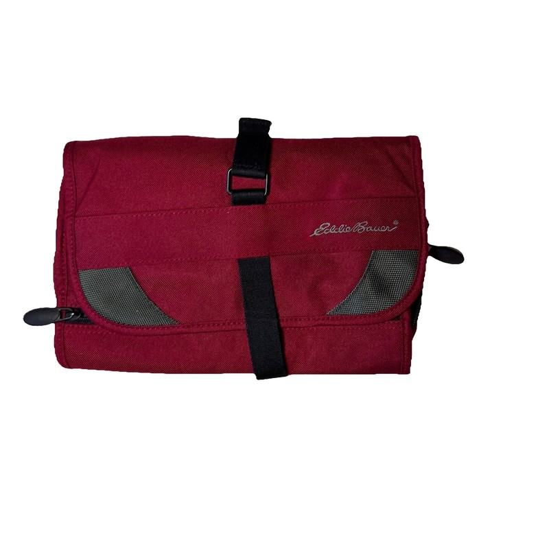 Eddie Bauer Hanging Travel Toiletry Organizer Jewelry Cosmetic Bag Red