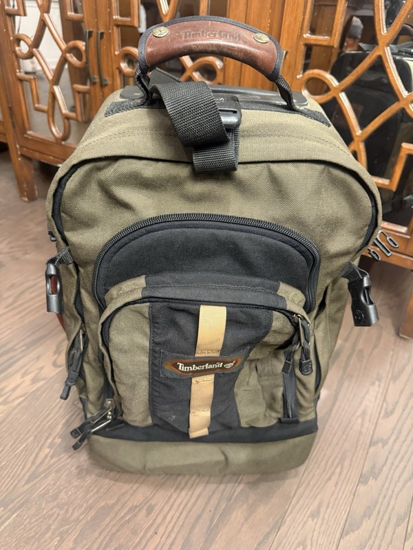 Vintage 90s Timberland Leather Canvas Luggage Backpack w/Removable Carry-On
