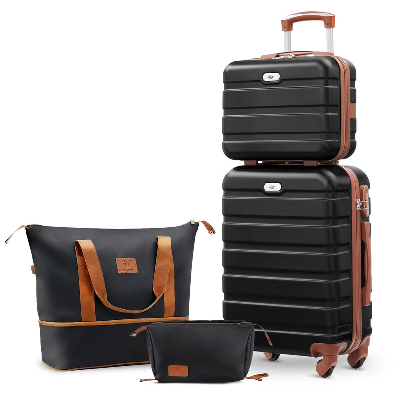 4 Piece Luggage Sets,14/20 Inch Hardside Lightweight ABS Carry-On Suitcase with