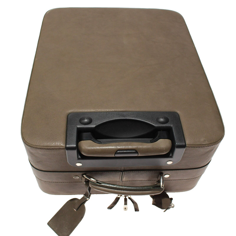 Luciano Barbera NWOT Leather Roller Suitcase in Solid Olive Green gallery