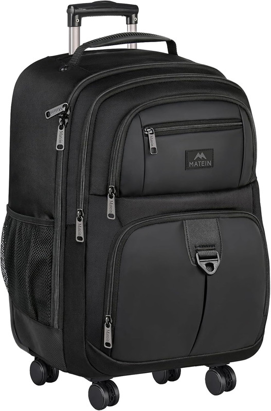 Rolling Backpack with 4 Wheels, 17 Inch Water Resisatnt Roller Spinner Backpack