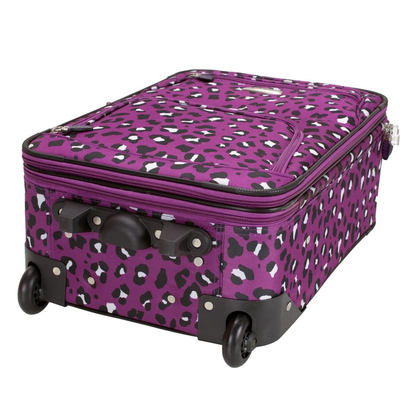 2 Piece Luggage Set Softside Expandable Spinner Upright Purple Leopard gallery