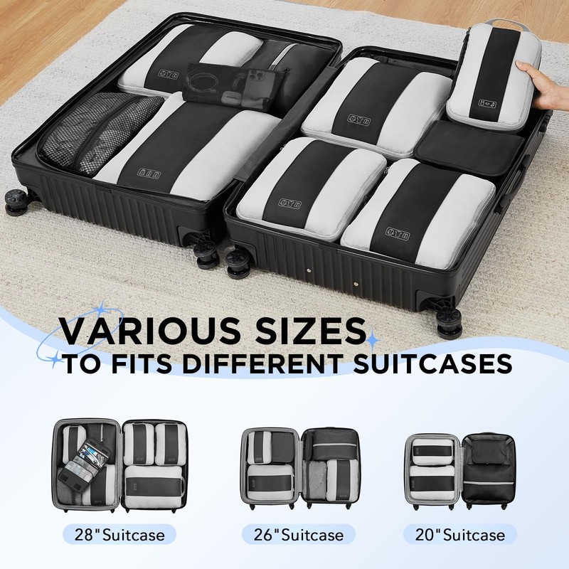 10 Set Compression Packing Cubes for Travel Essentials,Compressible Expandabl... gallery