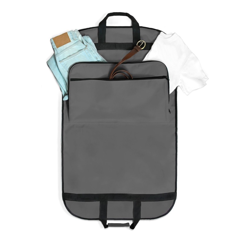39" Business Garment Bag Cover Suits Dresses Clothing Foldable Pockets Gray gallery