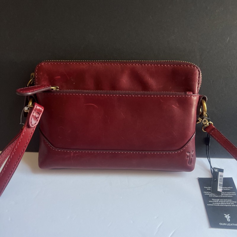 Brand New Frye Melissa Crossbody Wristlet One Size NWT $178 Color: Berry Lacquer