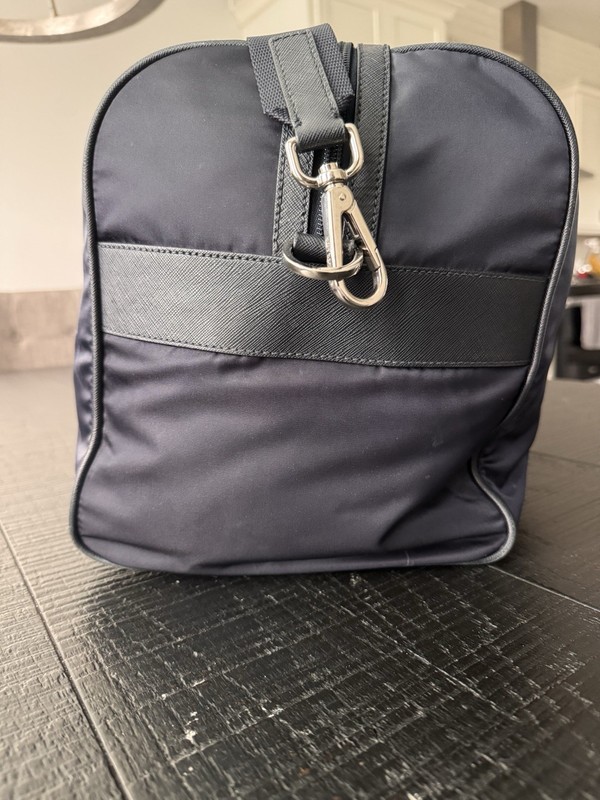 PRADA Tessuto + Saffiano Blue Solid Duffle Bag 2VC020 TU Adjustable Strap gallery