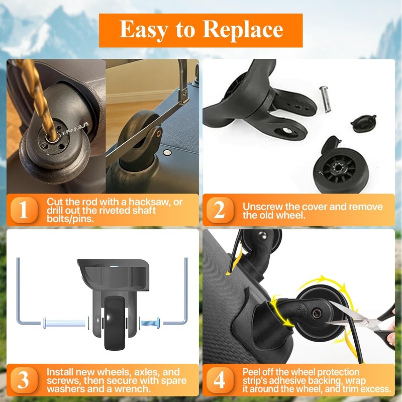 4 Sets Luggage Wheels Replacement Kit - Compatible with Samsonite and Other I... gallery
