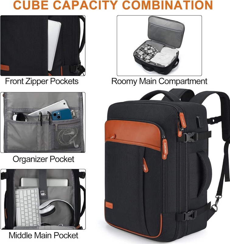 Multi-Functional Water Resistant Weekender Backpack with 4 Packing Cubes gallery