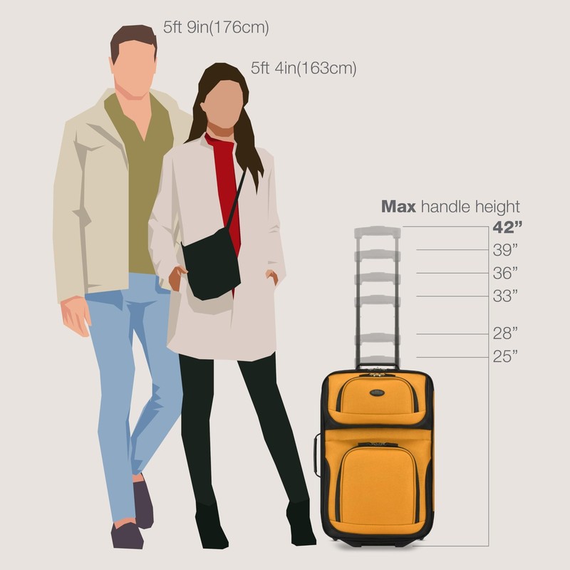 U.S. Traveler Rio Lightweight Softside Rolling Carry-on Suitcase, 2-Wheel Set, O gallery
