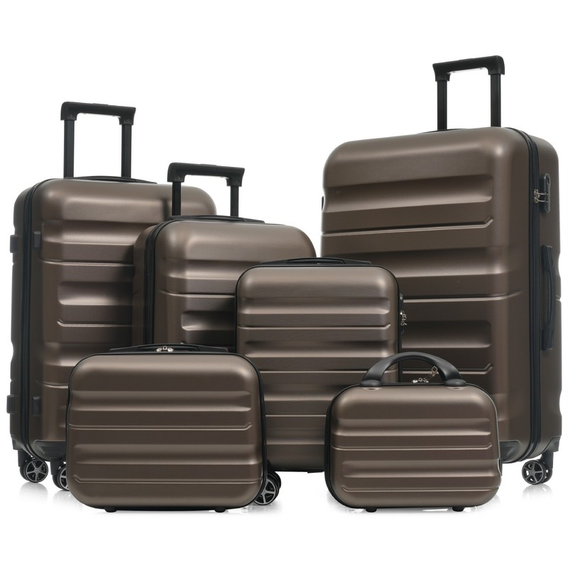 6pc ABS Hardshell Luggage Set 12/14/16/20/24/28 Hardside Suitcase Spinner Wheels