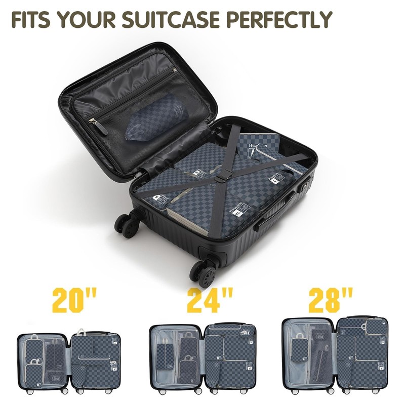 8 Set Compression Packing Cubes for Travel, Lightweight Dual Zipper Packing C... gallery