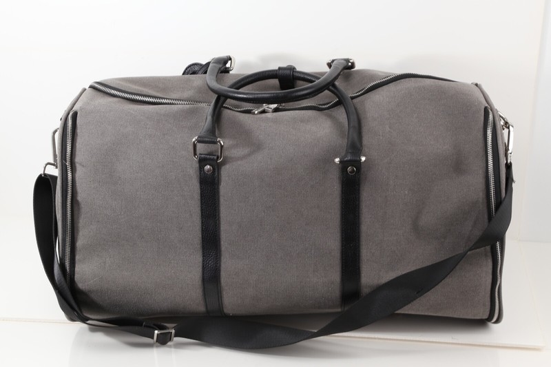 Charcoal Gray Canvas Weekender Garment Travel Bag Large Mens Duffel Luggage gallery