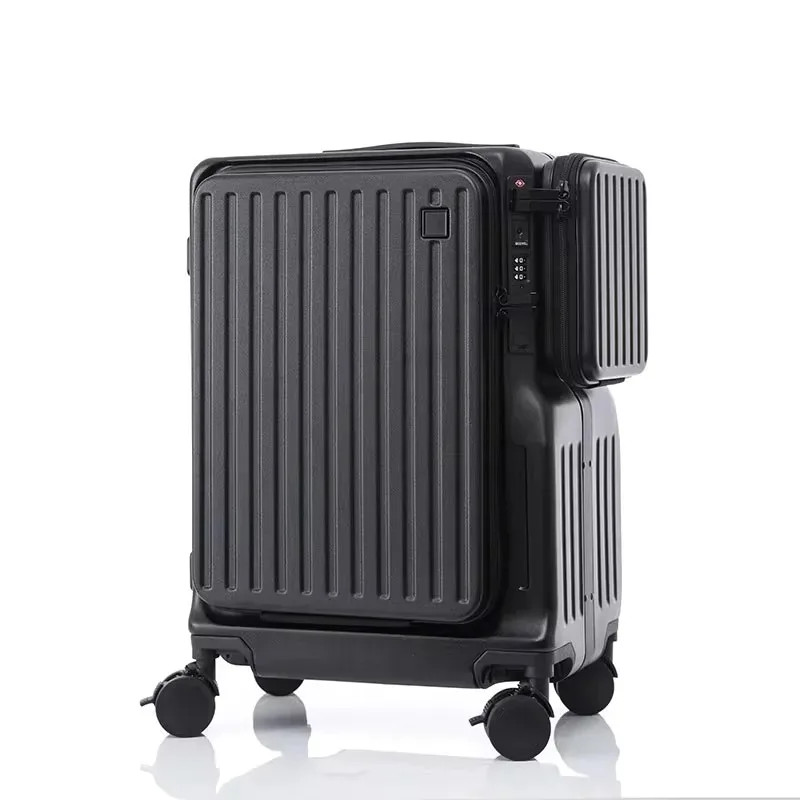 Multifunctional Carry on Suitcase Front Opening Laptop Boarding Case USB Chargin