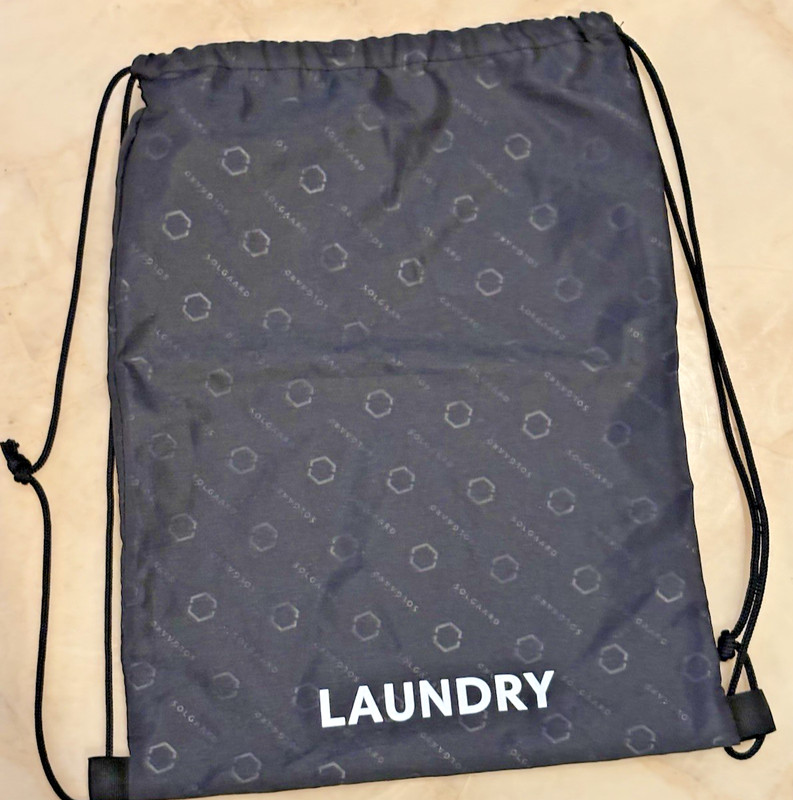 Solgaard “Laundry” Drawstring Cinch Bag Black Nylon Travel Gym School
