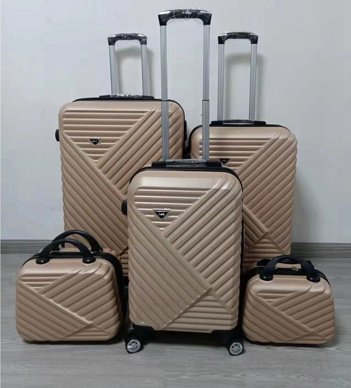 5 Pcs Luggage Dual Spinner Hardshell Resistant Built-In TSA Lock Luxury Gold