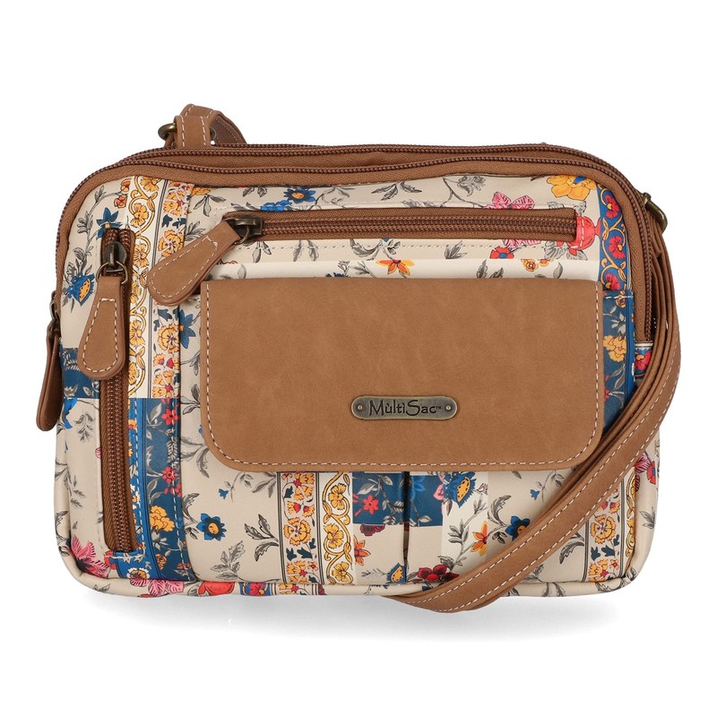 MultiSac Zippy Triple Compartment Crossbody Bag Pretty Patch/Hazelnut