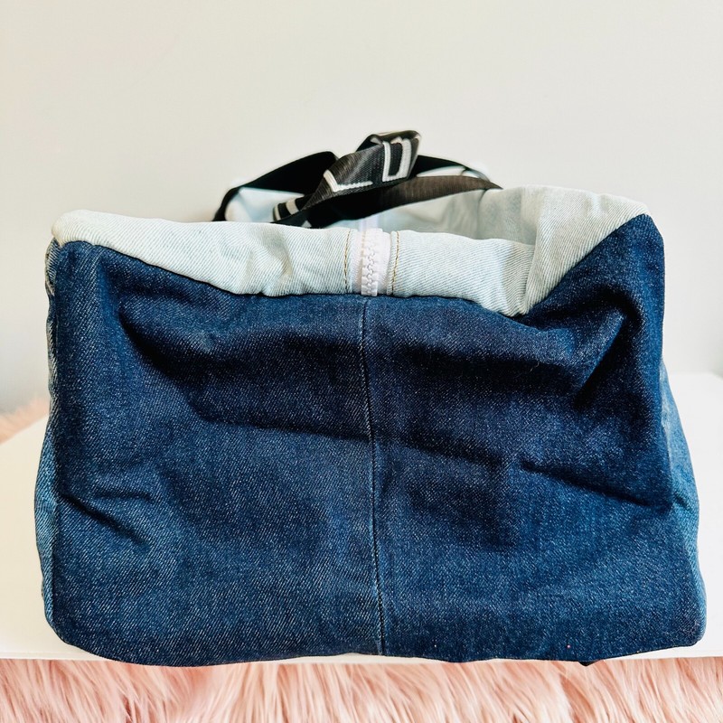 ACME STUDIOS CONVERTIBLE PATCHWORK DENIM DUFFLE TRAVEL BAG gallery