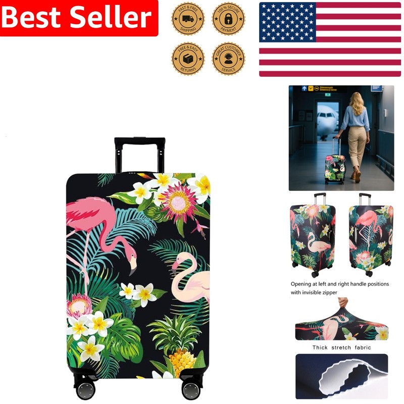 Elastic Luggage Cover M 22-24 Inch Flower Flamingo Soft Shell Protector Fashion