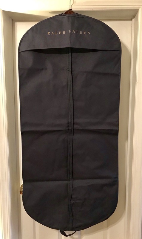 100% Authentic Ralph Lauren Long Garment Bag Navy Blue & Gold Letters Brand New