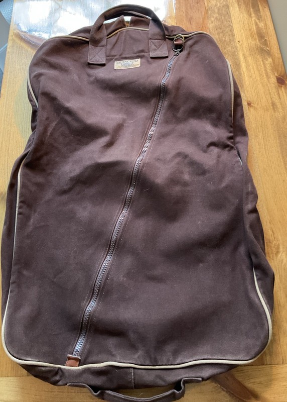 Land’s End Square Rigger Garment Carrier/Zip Up Bag 38″x 22” Brown Canvas EUC