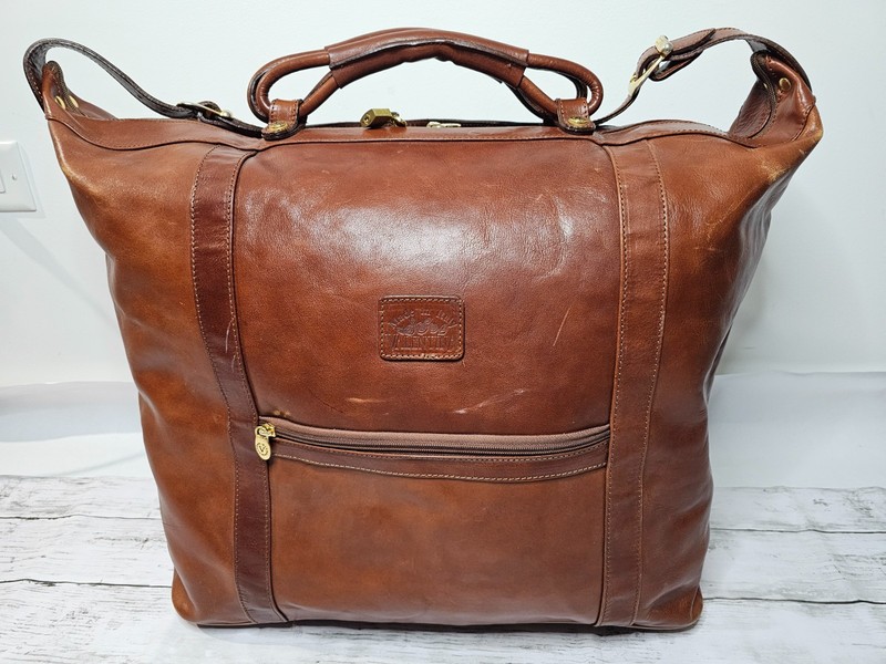 Valentina In Pell Made In Italy Leather Satchel Shoulder Saddle Bag Brown