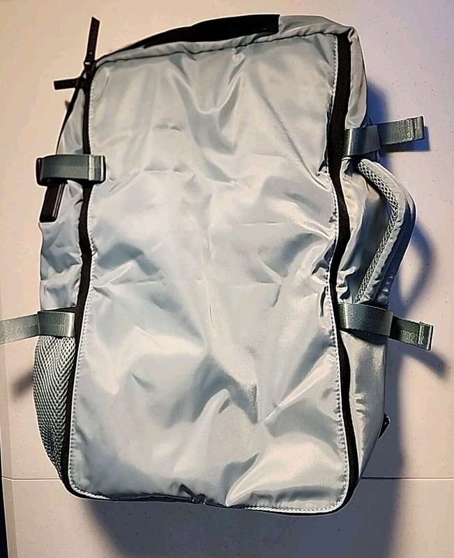 Travel backpack with multiple compartments and carrying options, light blue gallery