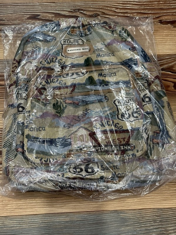 Karriage Mate Backpack Route 66 Travel Canvas Adjustable Roadtrip Tapestry New