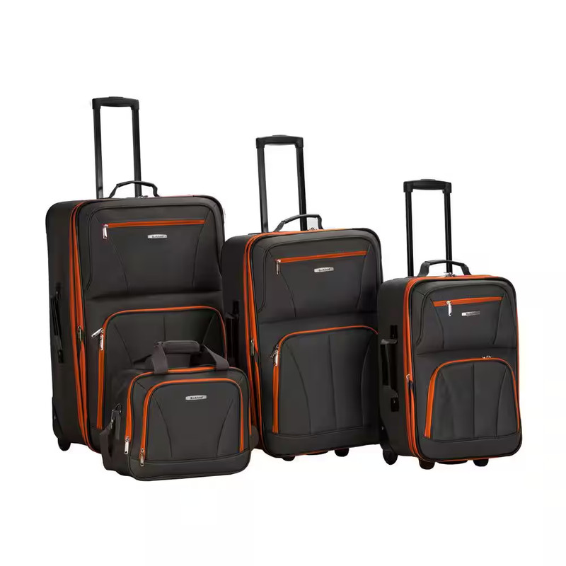 Journey Collection Expandable 4-Piece Soft Side Luggage Set, Charcoal