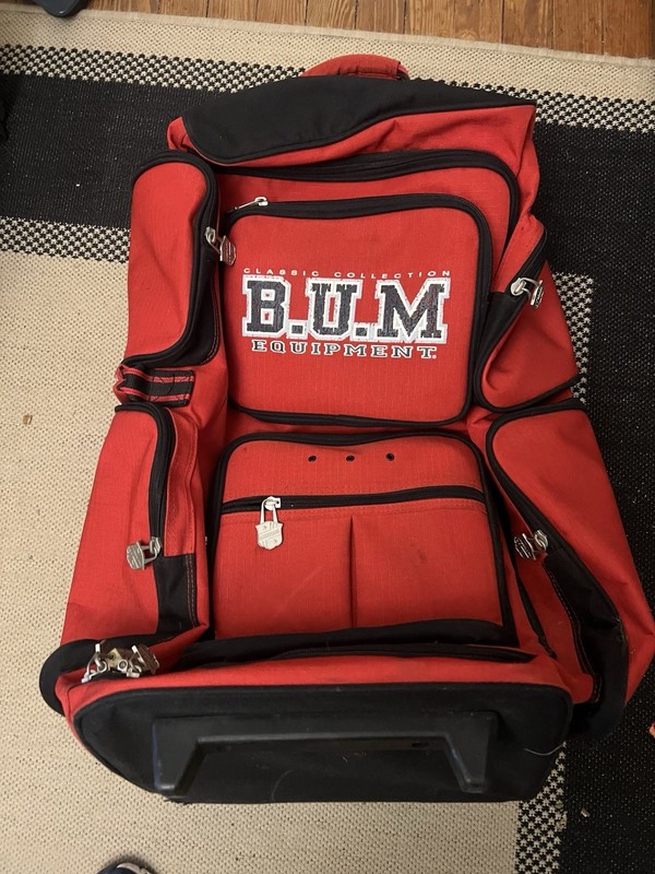 B.U.M. Equipment Classic Collection XL Rolling Duffle Bag Y2k 90s Red