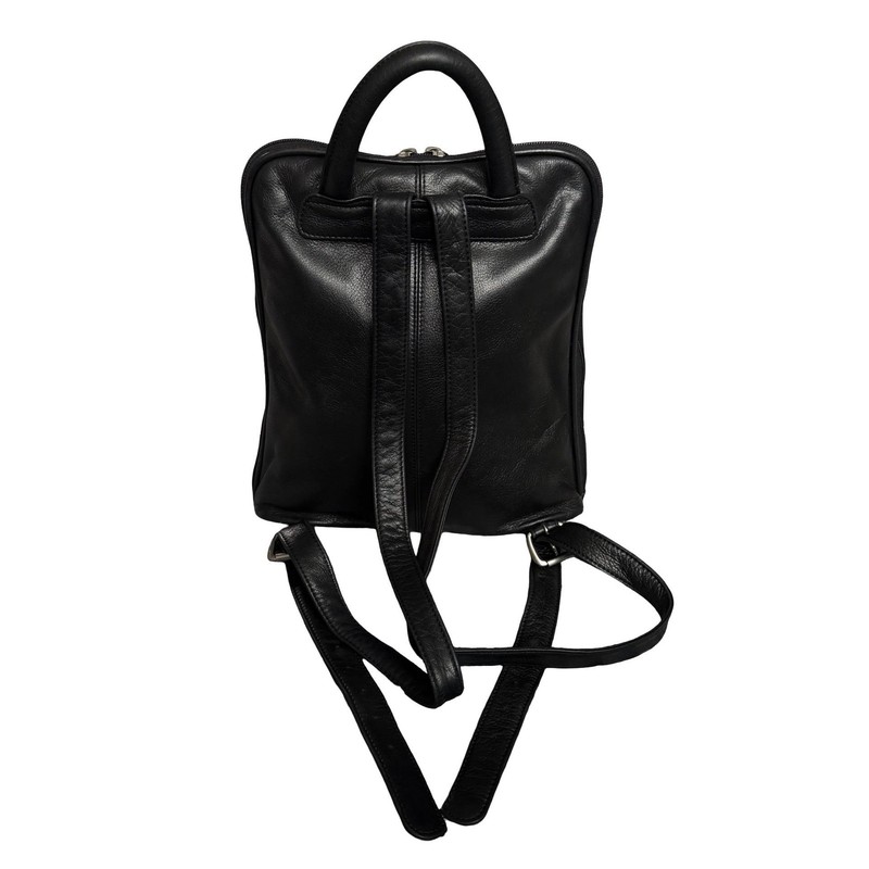 Osgoode Marley Black Leather Backpack Adjustable Straps Organizer Travel Bag gallery