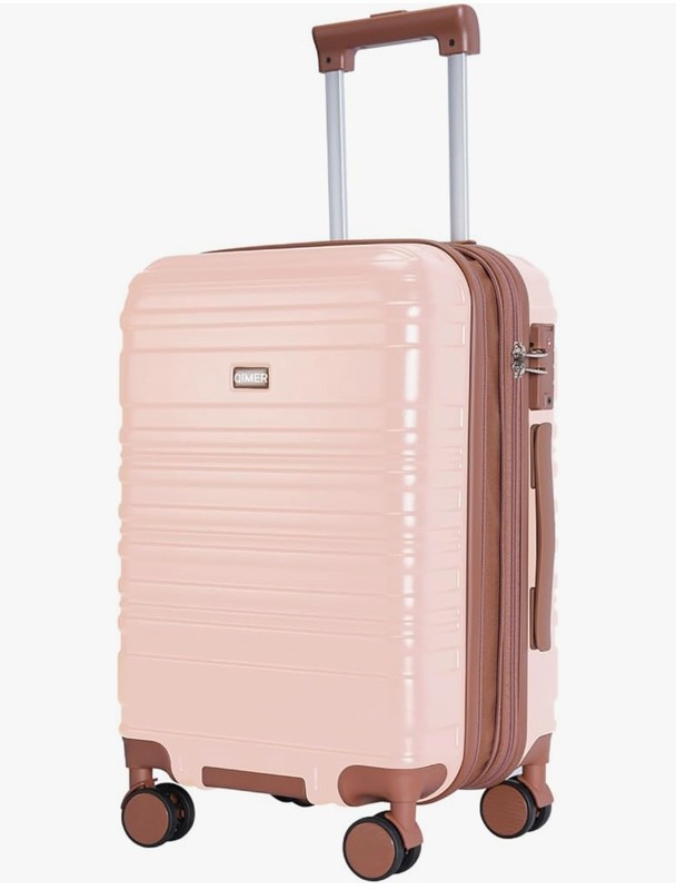 Pink 20″ Expandable Luggage Airline Approved Hard Shell Carry On New