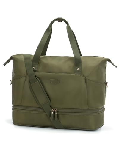 Expandable Weekender Bag for Women, Travel Duffel Bag, 50L Carry on Green