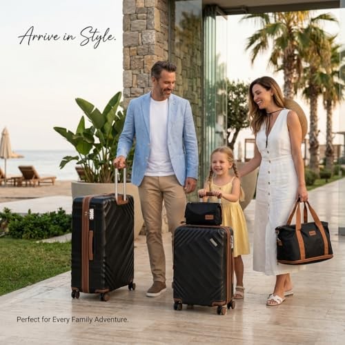 5 Piece Luggage Set—Explorable Hardside—20/24/28in—Black—Suitcases gallery