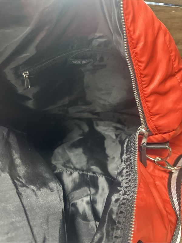 Nice Weekend Target Puffer Duffle Bag Orange Zipper Closure Adjustable Strap 20” gallery