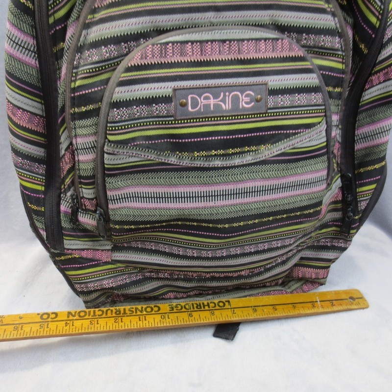Dakine Striped Backpack Multicolor Black Pink Yellow Lined Laptop Sleeve Daypack gallery
