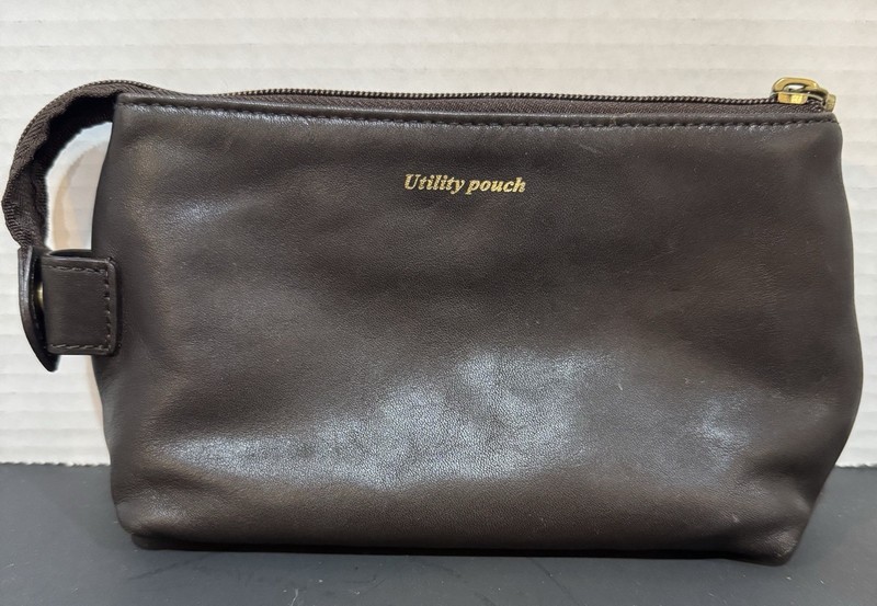 Samsonite Black Label Small Dark Brown Leather Utility Pouch 8”x5” gallery