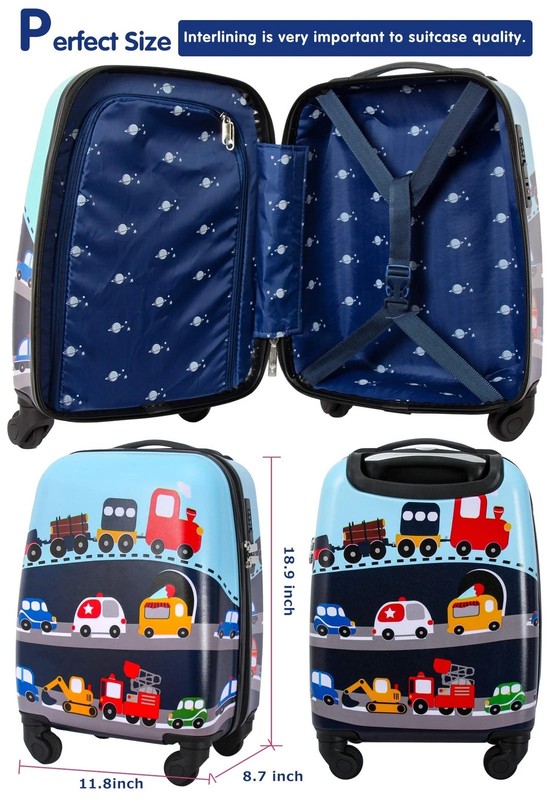 Hardshell Carry-On Suitcase with Spinner Wheels for Kids Travel Trolley 19" gallery