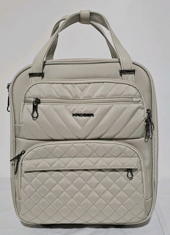 KROSER Carry On Multi-Functional, 16-inch Lightweight Overnight Suitcase – White