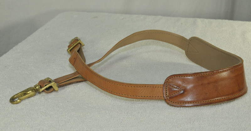 Vintage Hartmann Adjustable Solid Leather Shoulder Strap Brass Clasps Used gallery