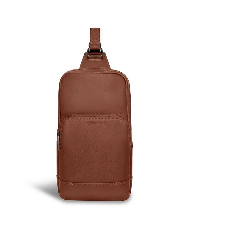 CHAMPS Onyx Collection 12″ Cognac Leather Sling Bag Backpack w/ RFID Protection