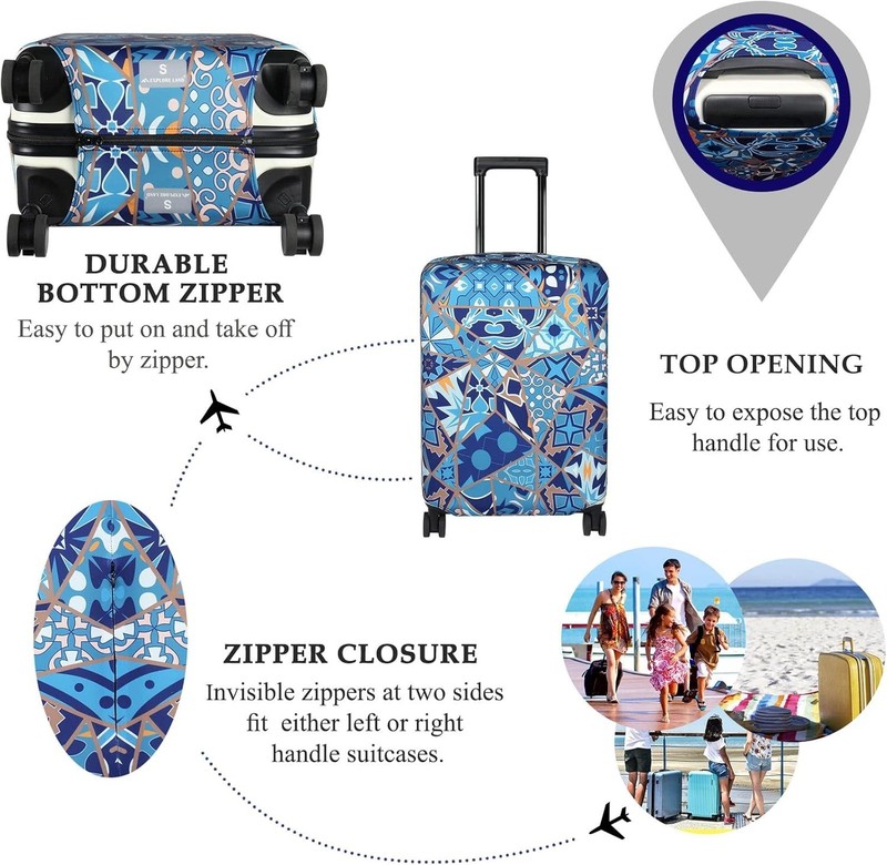 Durable Scratch-Resistant Cover for 23-26 Inch Suitcases in Portuguese Tiles gallery