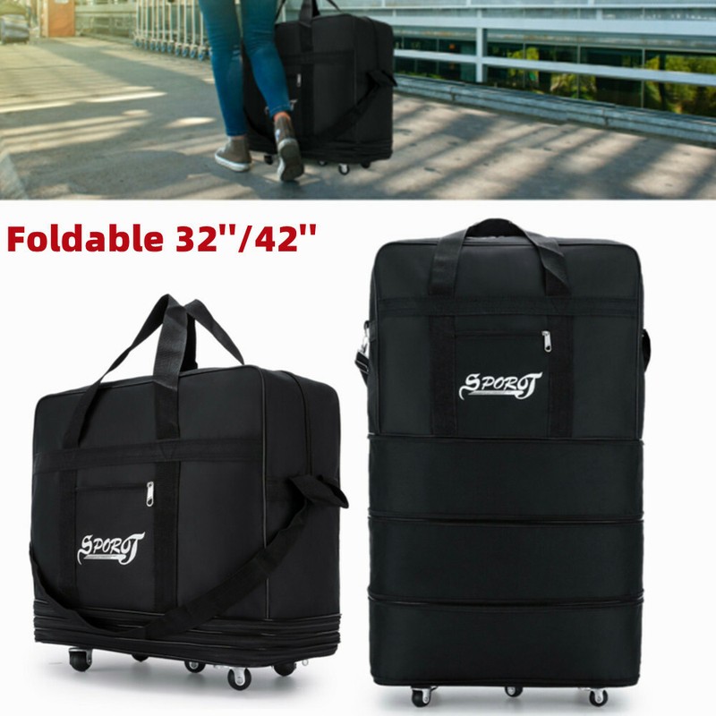 32″ 42″ Large Expandable Wheeled Duffle Bag Foldable Rolling Travel Suitcase