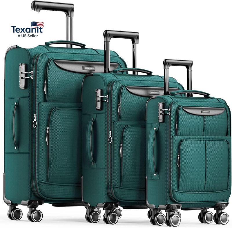 Luggage Sets 3 Piece Softside Expandable Lightweight Durable Suitcase Sets Doubl gallery