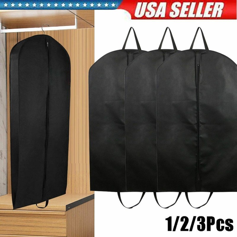 1/2/3Pc Suit Bag Travel Garment Bag Long Dress For Hanging Clothes Carrier Cover