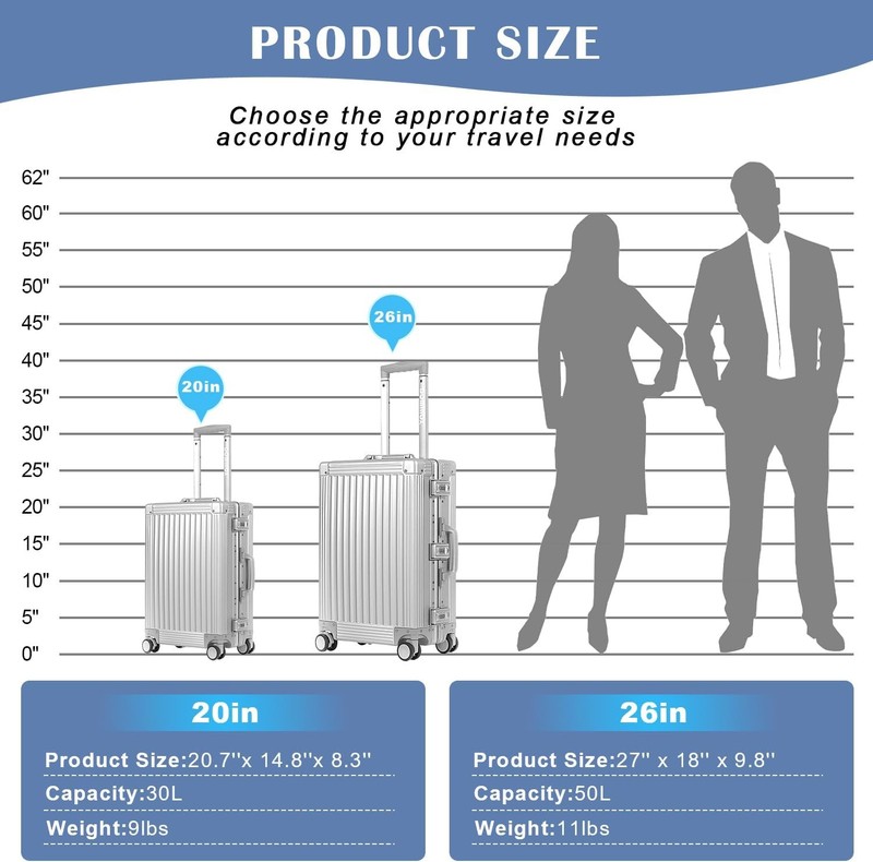 All Aluminum Carry On Luggage Hard Shell Luggage Aluminum Suitcase for Travel gallery