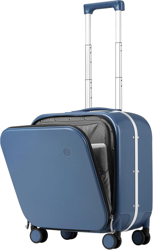 Sapphire Blue 18” Carry-On Suitcase with Laptop Pocket & Spinner Wheels